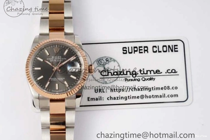 MiroTime 0414 Breathable DateJust 36mm DIWF 1:1 Best Edition 904L Steel Gray Dial on SS RG Oyster Bracelet SA 2310